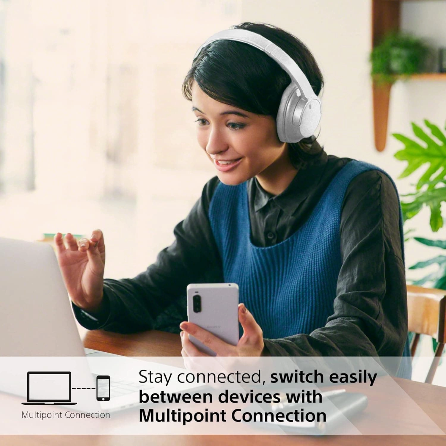 SONY WH-CH720N Wireless Bluetooth Noise-Cancelling Headphones - White