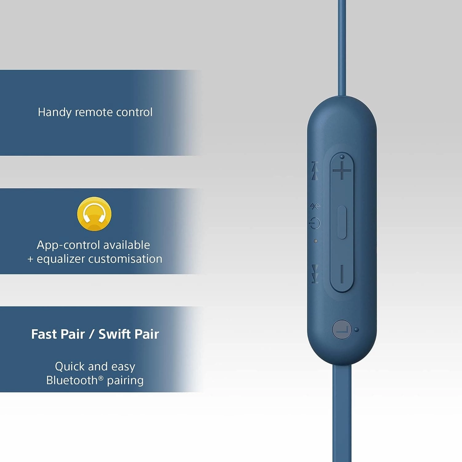 Sony WI-C100 Wireless In-ear Headphones - Up to 25 hours of battery life - Water resistant - Blue