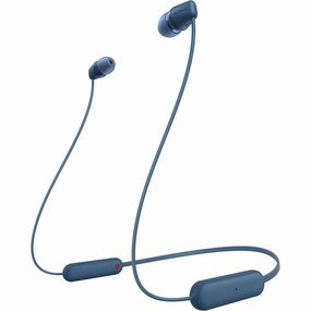 Sony WI-C100 Wireless In-ear Headphones - Up to 25 hours of battery life - Water resistant - Blue wireless headphones, best over ear headphones, noise cancelling headphones