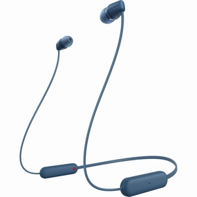 Sony WI-C100 Wireless In-ear Headphones - Up to 25 hours of battery life - Water resistant - Blue over ear headphones,wireless earphones,headphone accessories,bluetooth earbuds