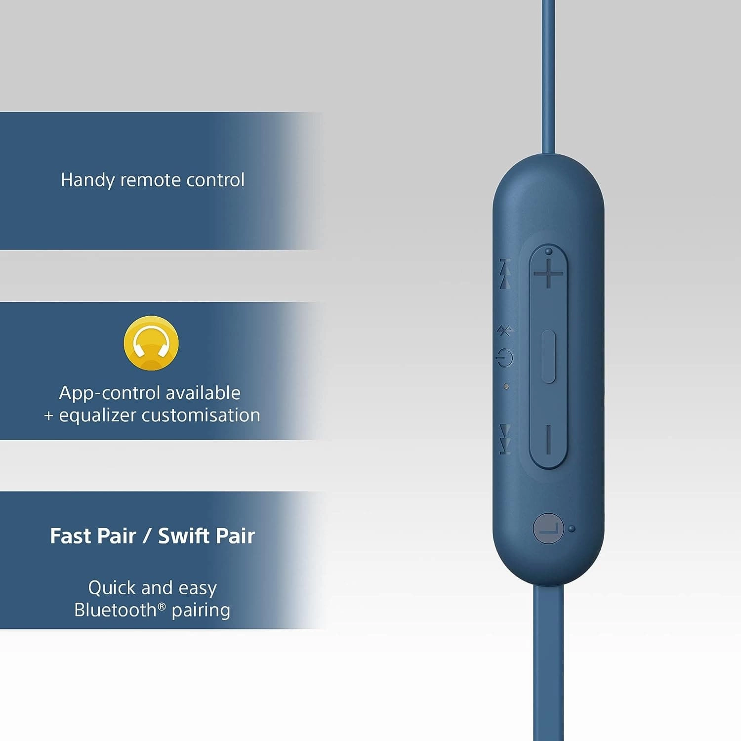 Sony WI-C100 Wireless In-ear Headphones - Up to 25 hours of battery life - Water resistant - Blue