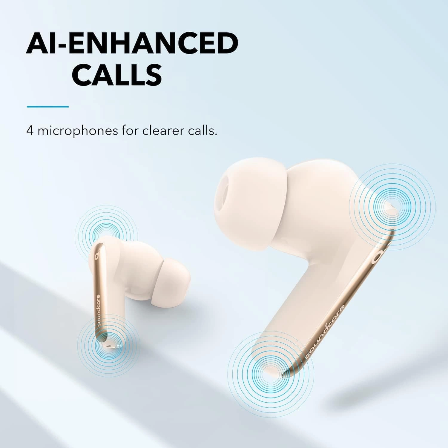 Soundcore by Anker P3i Hybrid Active Noise Cancelling Earbuds, Wireless Earbuds with 4 Mics, AI-Enhanced Calls, 10mm Drivers, Powerful Sound, App for Custom EQ, 36H Playtime - Oat White