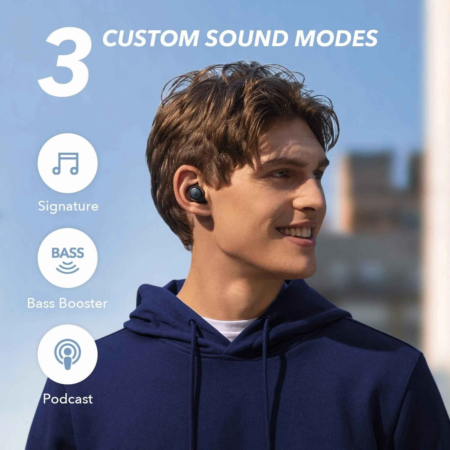 Soundcore Wireless Earbuds, by Anker Life A1 Bluetooth Earbuds, Powerful Customized Sound, 35H Playtime, Wireless Charging, USB-C Fast Charge, IPX7 Waterproof, Button Control, Commute, Sports - Black