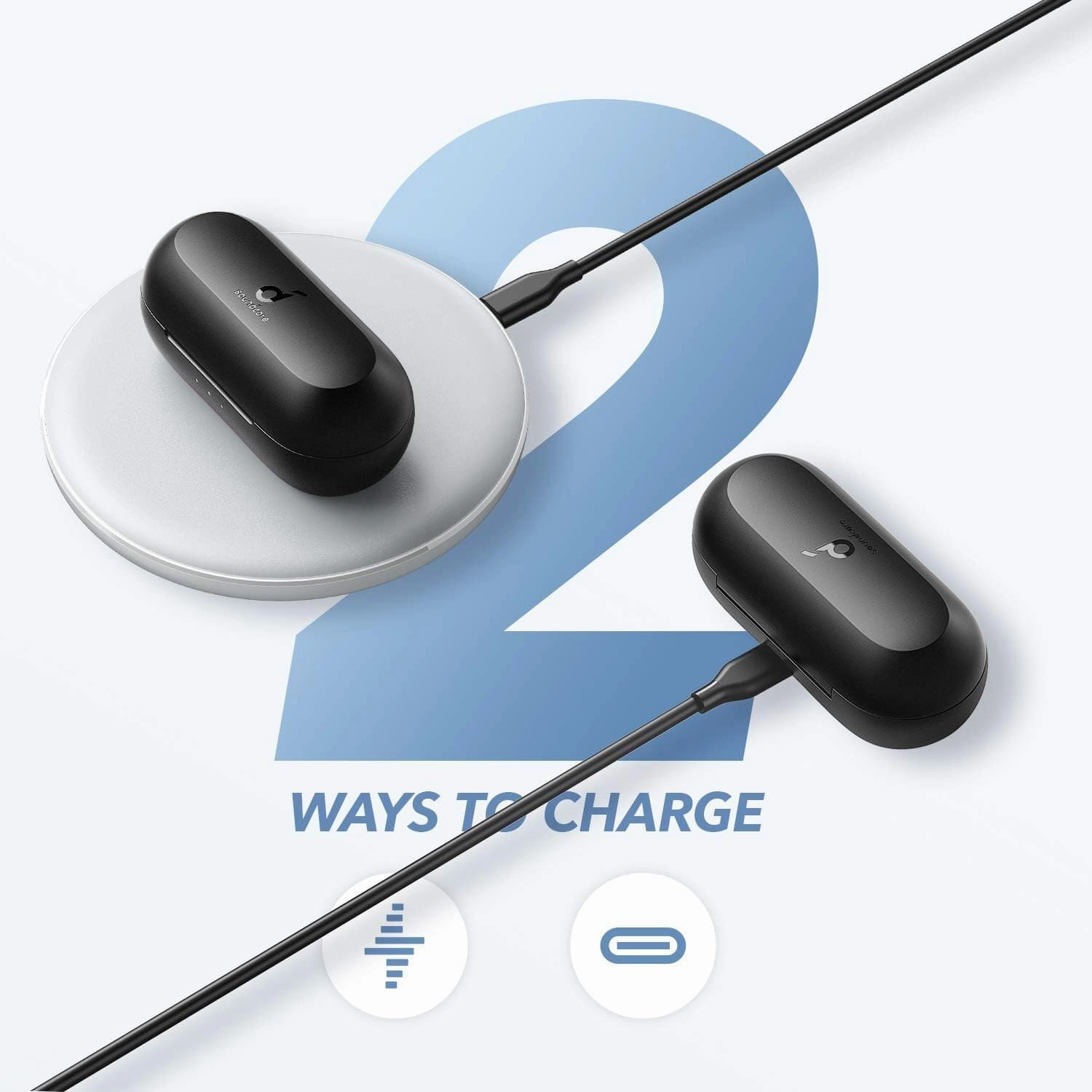 Soundcore Wireless Earbuds, by Anker Life A1 Bluetooth Earbuds, Powerful Customized Sound, 35H Playtime, Wireless Charging, USB-C Fast Charge, IPX7 Waterproof, Button Control, Commute, Sports - Black