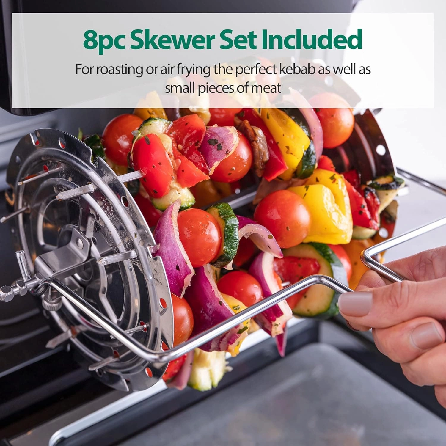 Statesman SKAO11015BK Digital Air Fryer Oven with Rotisserie 11 Litre, 1500W, 60 Minute Timer, 360 Hot Air Circulation, 10 Cooking Programs, Basket & Skewer Set Included