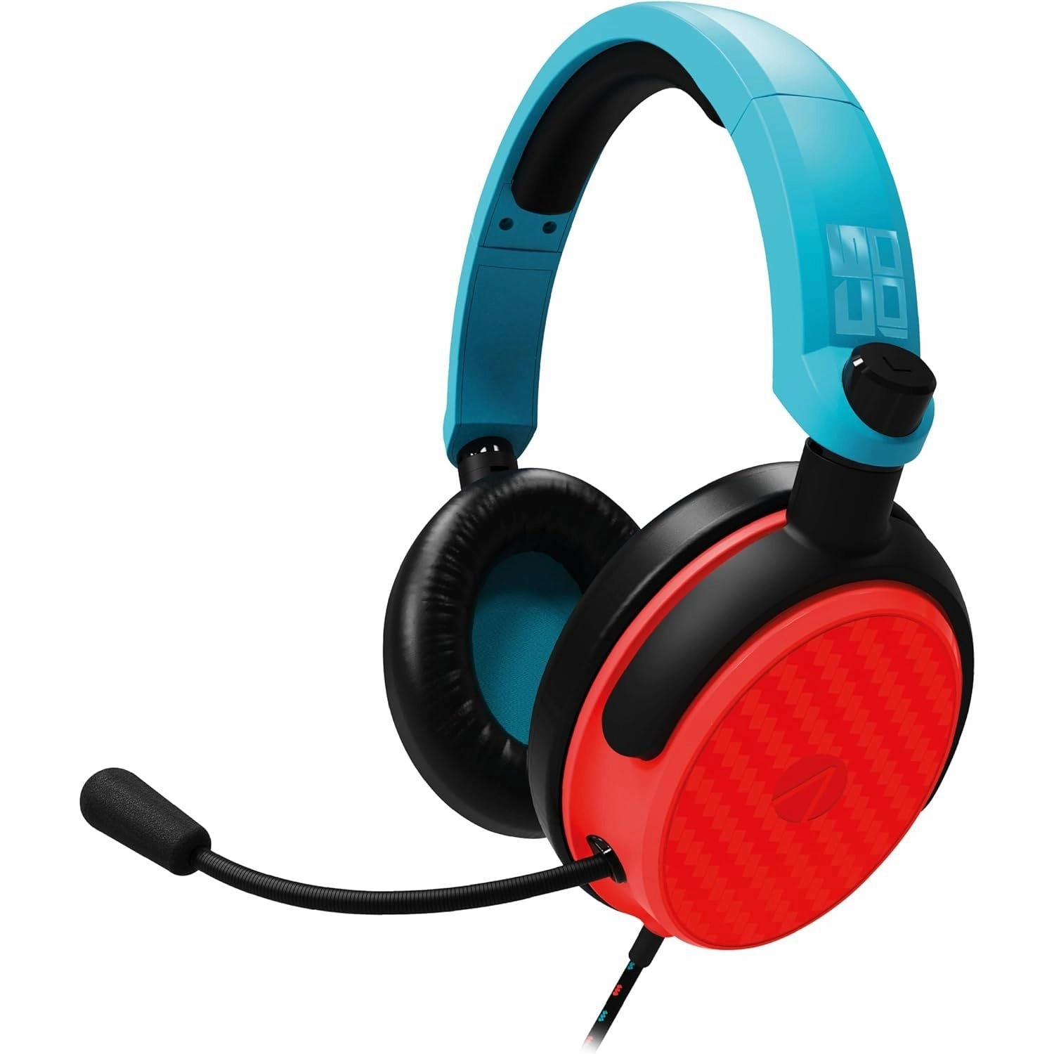 STEALTH C6-100 Over-Ear Gaming Headset - Neon Red & Blue, Compatible with PS4/PS5, Xbox, Switch, PC, Flexible Mic, 3.5mm Jack, 1.5m Cable