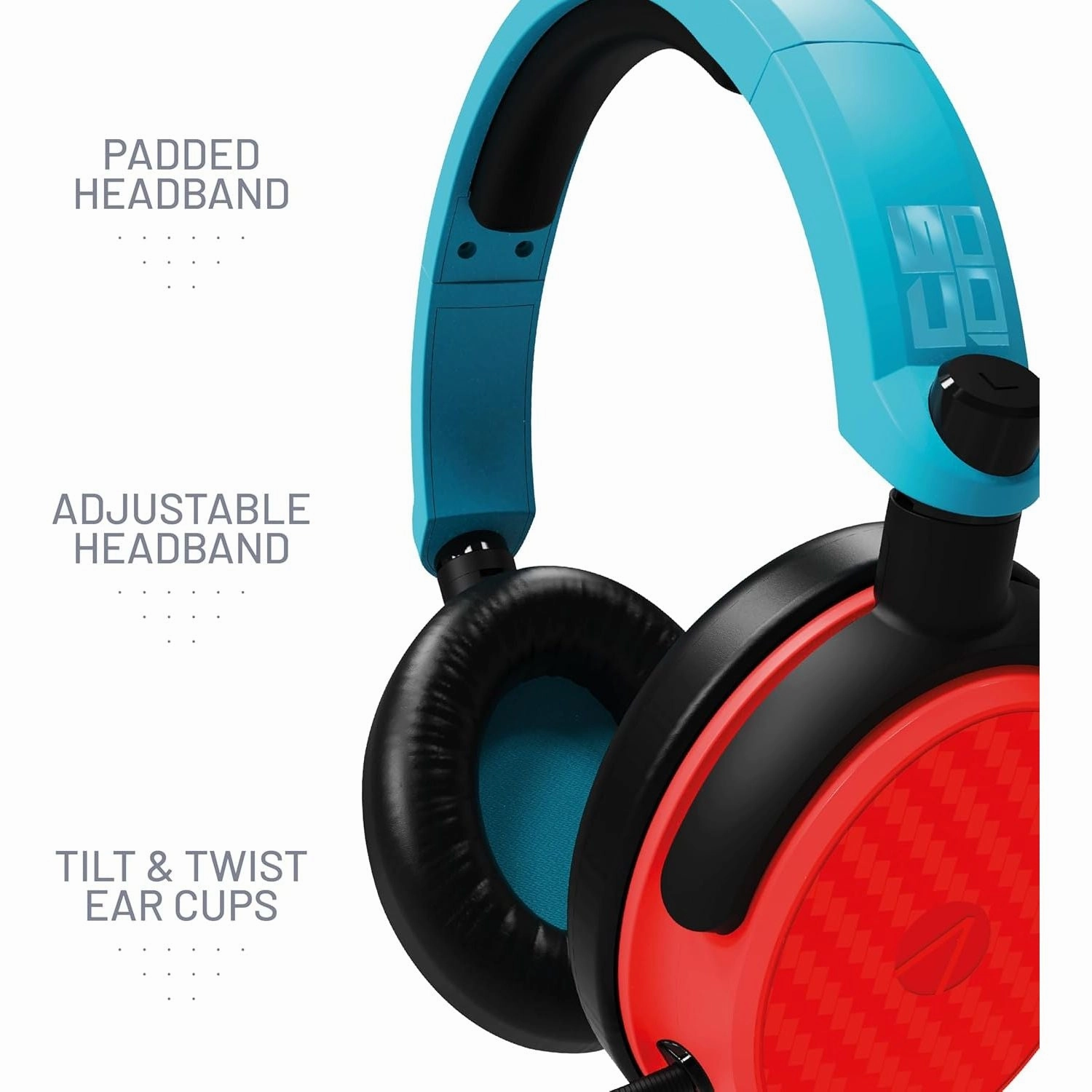 STEALTH C6-100 Over-Ear Gaming Headset - Neon Red & Blue, Compatible with PS4/PS5, Xbox, Switch, PC, Flexible Mic, 3.5mm Jack, 1.5m Cable