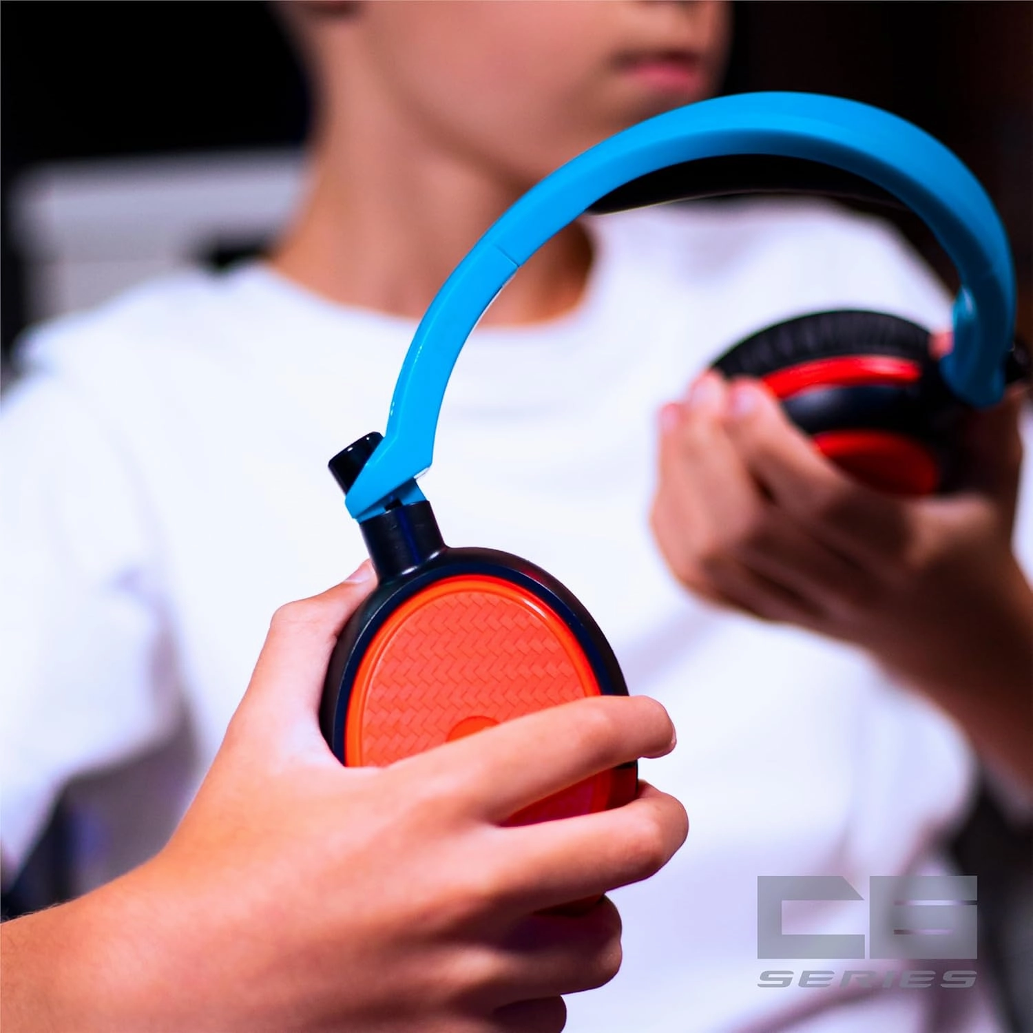 STEALTH C6-100 Over-Ear Gaming Headset - Neon Red & Blue, Compatible with PS4/PS5, Xbox, Switch, PC, Flexible Mic, 3.5mm Jack, 1.5m Cable