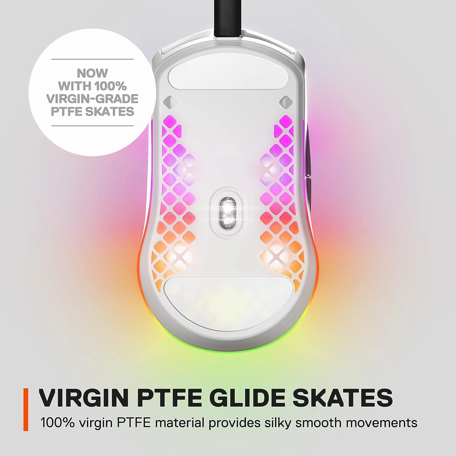 SteelSeries Aerox 3 RGB Gaming Mouse - Ultra-lightweight, Water-Resistant, 8,500 DPI - Snow