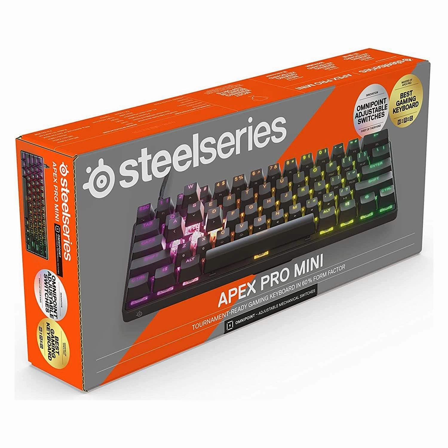 SteelSeries Apex Pro Mini - Mechanical Gaming Keyboard C Worlds Fastest Keyboard C Adjustable Actuation C Compact 60% Form Factor C English (QWERTY) Layout