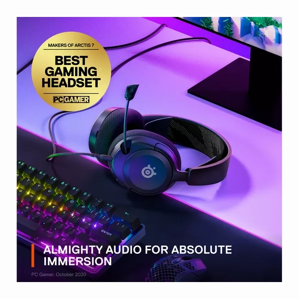 SteelSeries Arctis Nova 1 - Gaming Headset for PC, PS5, PS4, Switch, Xbox - Hi-Fi Drivers - 360 Spatial Audio - AirWeave Memory Foam Ear Cushions - Ultra Lightweight - Black