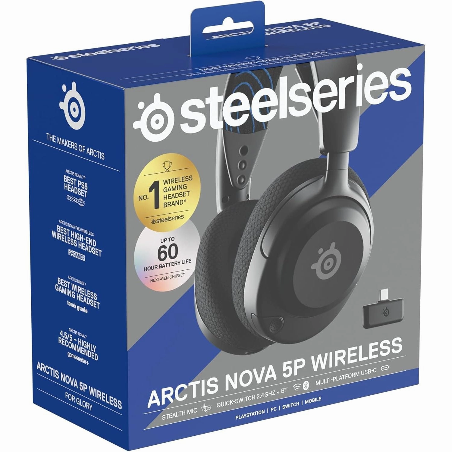 SteelSeries Arctis Nova 5P Wireless Gaming Headset for PS5, 100  Audio Presets, 60H Battery, 2.4GHz/BT, ClearCast Gen2 Mic, PS4, PC, Switch, Mobile