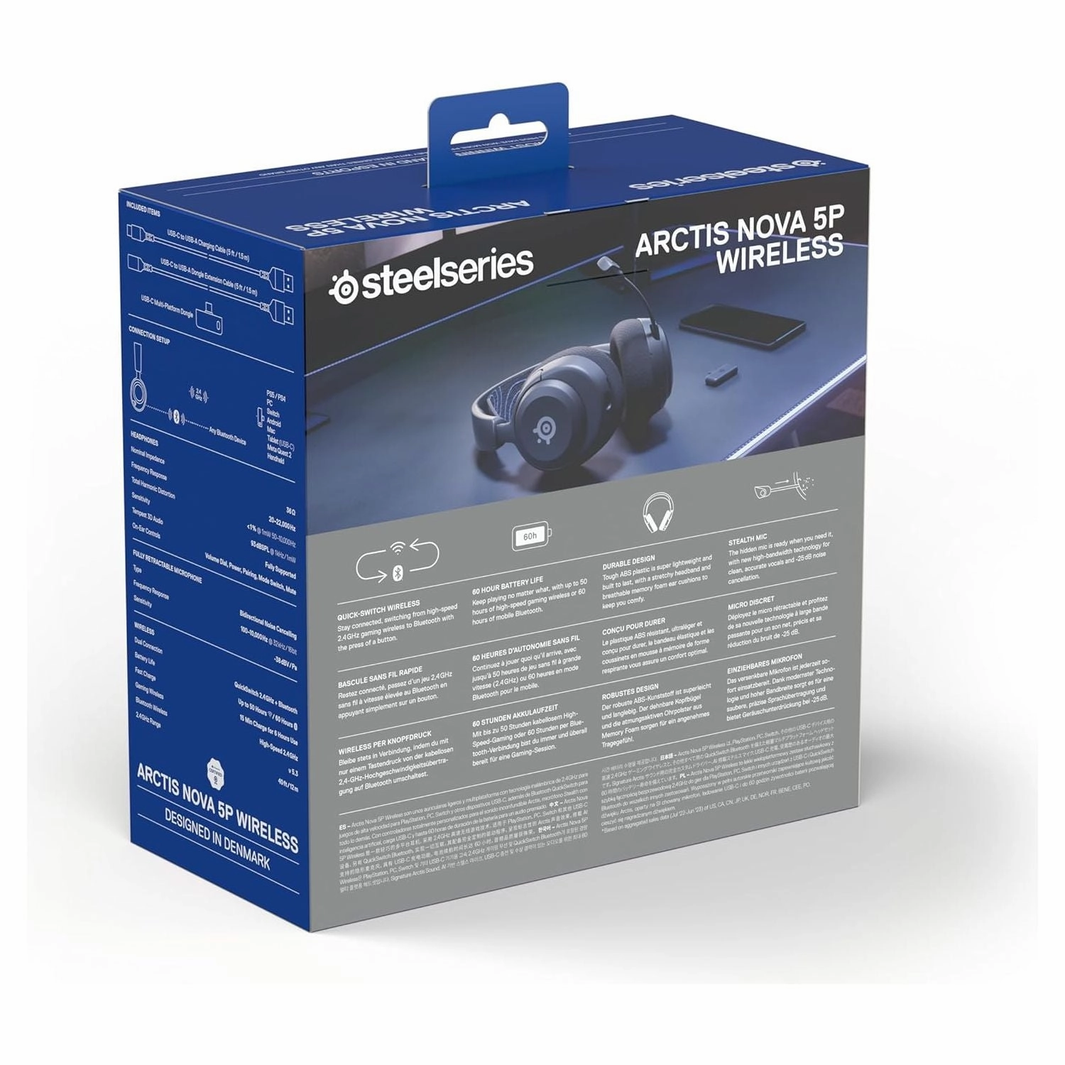 SteelSeries Arctis Nova 5P Wireless Gaming Headset for PS5, 100  Audio Presets, 60H Battery, 2.4GHz/BT, ClearCast Gen2 Mic, PS4, PC, Switch, Mobile