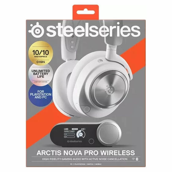 STEELSERIES Arctis Nova Pro Wireless 7.1 Gaming Headset for PC & PlayStation - White