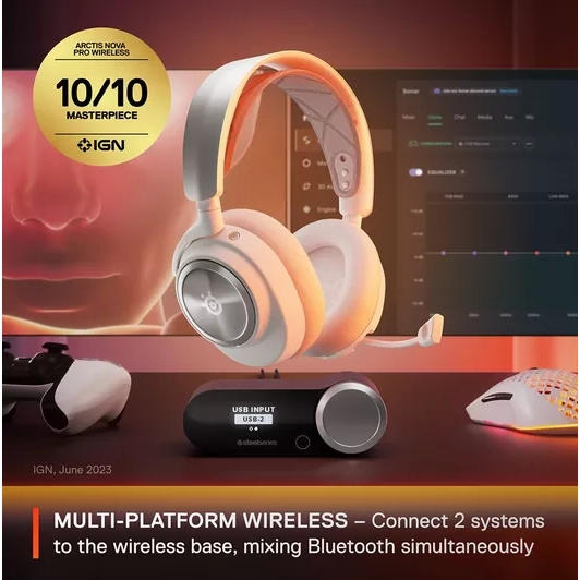 STEELSERIES Arctis Nova Pro Wireless 7.1 Gaming Headset for PC & PlayStation - White