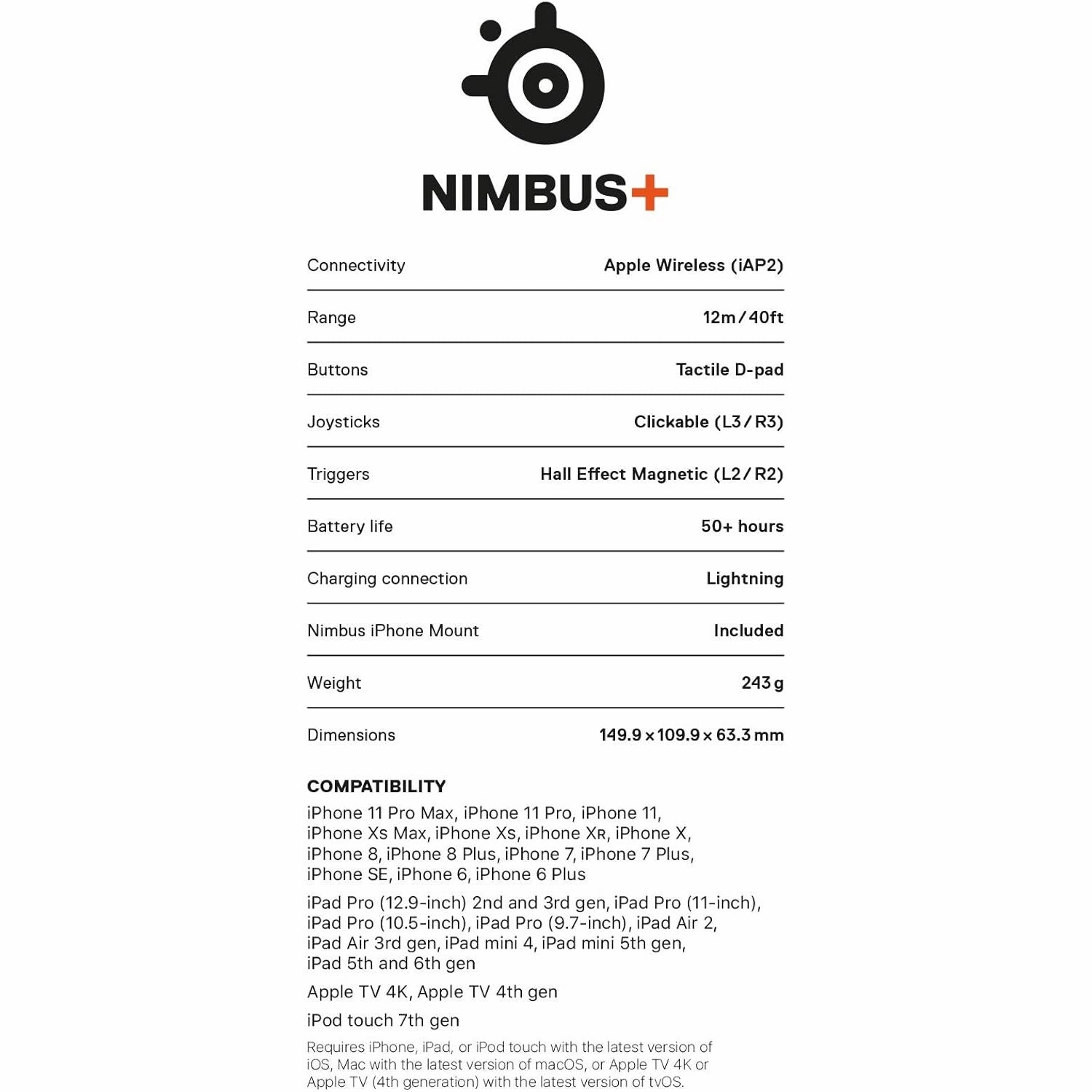 SteelSeries Nimbus  Wireless Gaming Controller for iPhone
