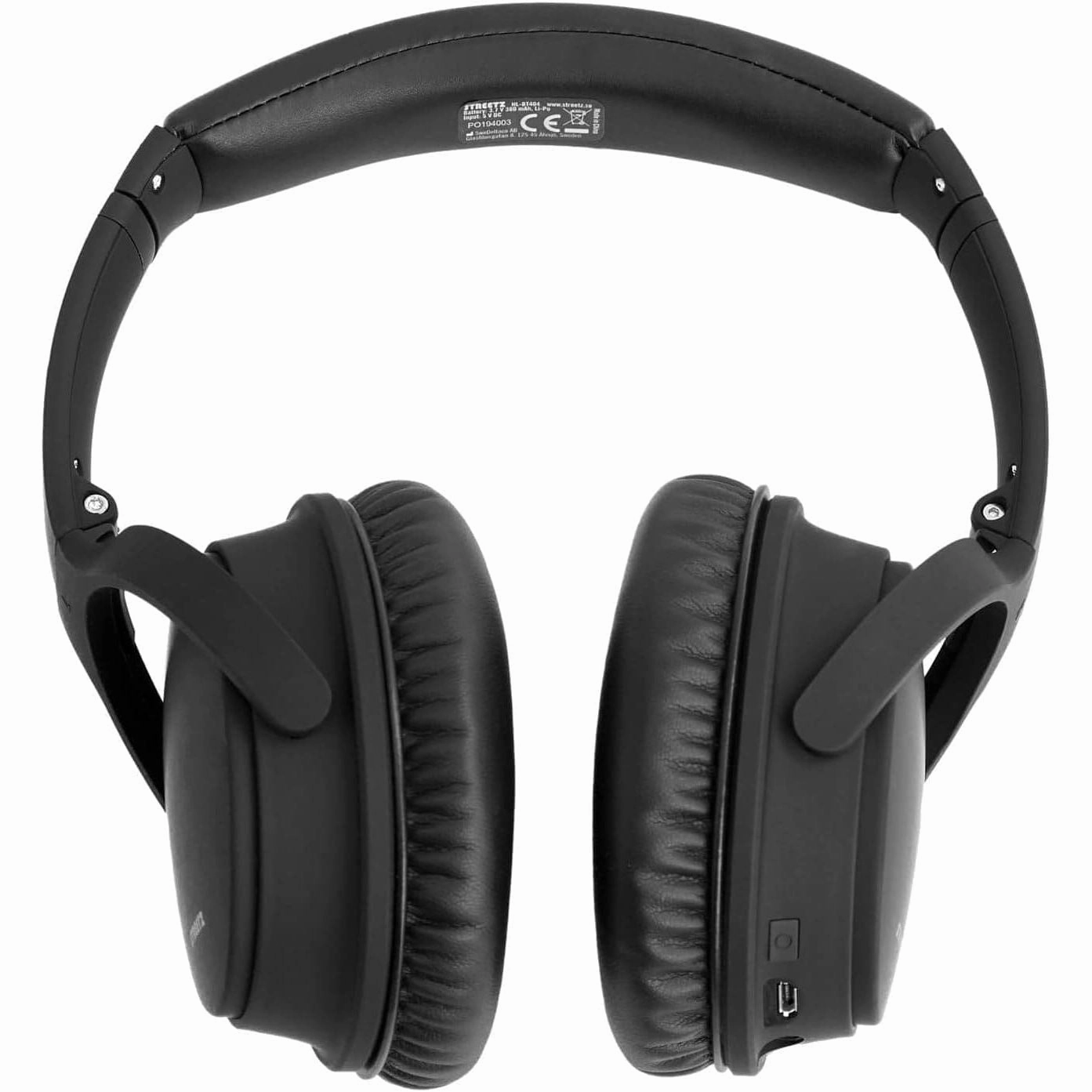 STREETZ BT500 Bluetooth Noise-Cancelling Headphones with Mic and Control Buttons - Black