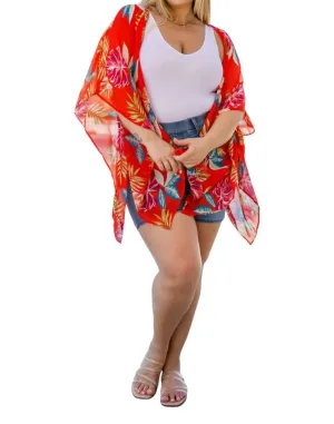 Take Me Tropical Kimono In Red