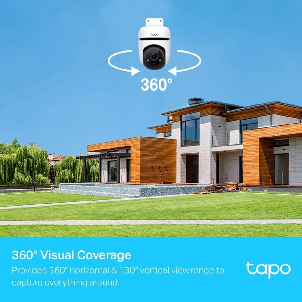 Tapo 1080p Full HD Pan/Tilt WiFi Outdoor Security Camera, 360?? Smart Person/Motion Detection, IP65 Weatherproof, Night Vision, Cloud &SD Card Storage, Works with Alexa & Google Home (TC40)