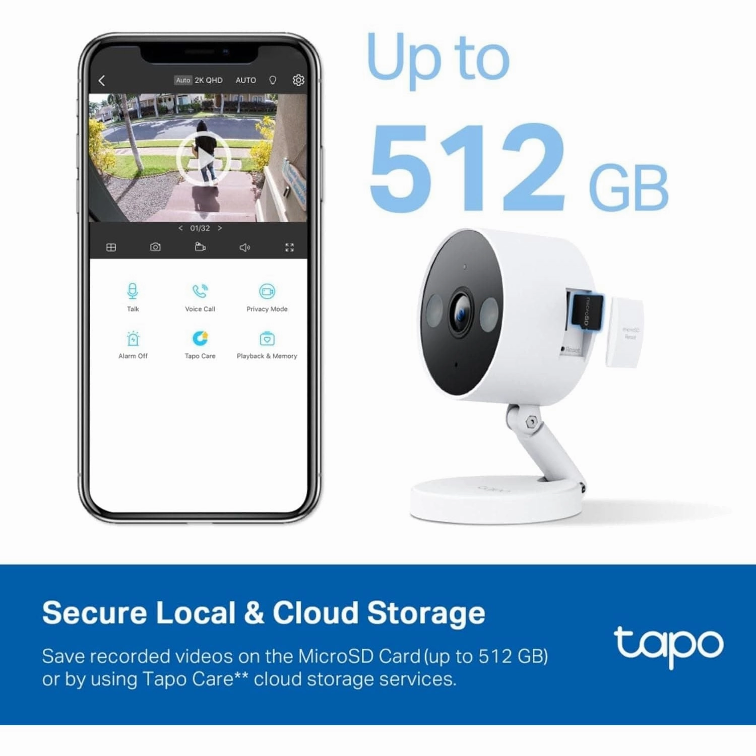 Tapo 2K Indoor/Outdoor Wi-Fi Home Security Camera, IP66 Weatherproof, AI&Baby Cry Detection, Colour Night Vision, Cloud & SD Card Storage up to 512G, work with Amazon Alexa & Google (Tapo C120)
