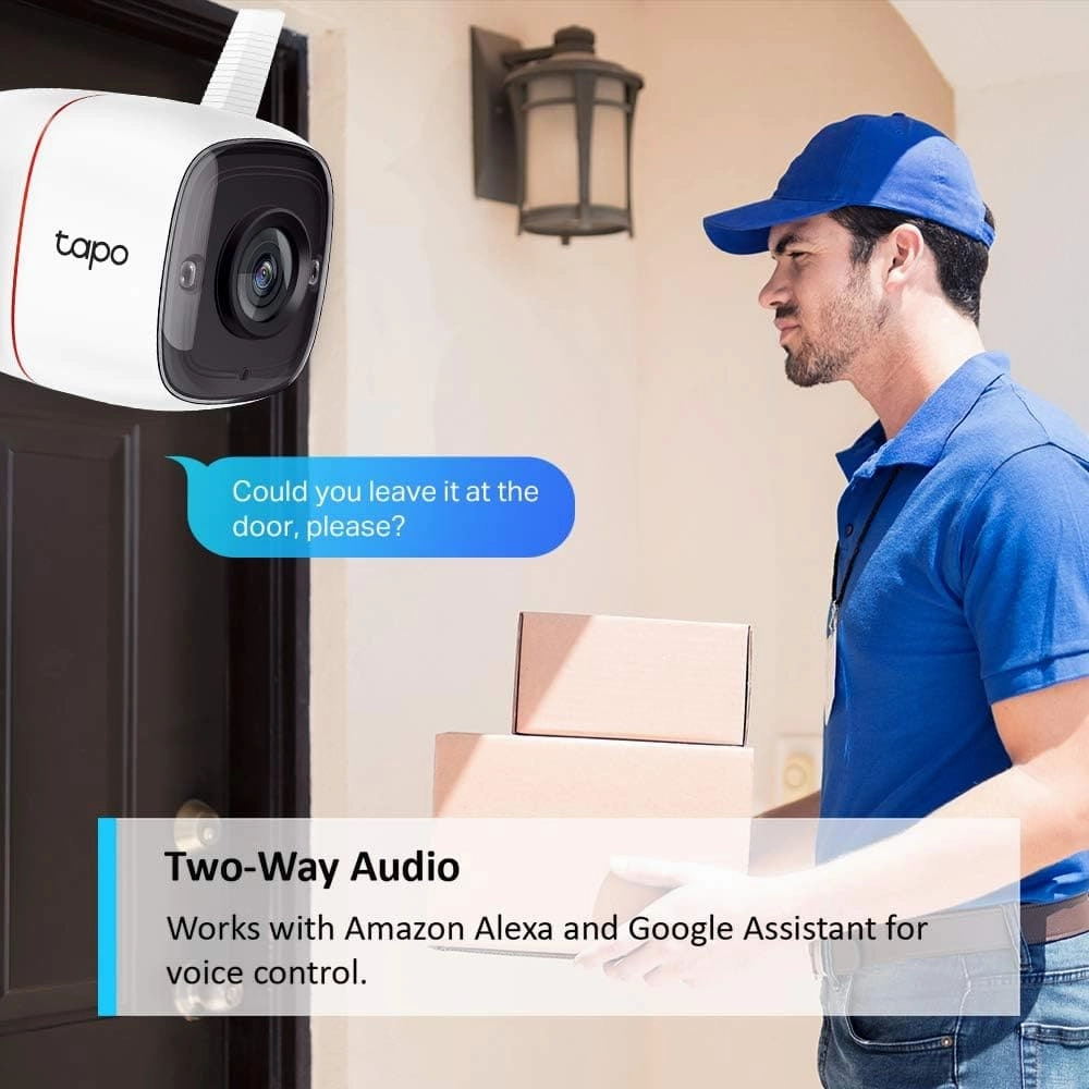 Tapo 2K Wireless Outdoor Security Camera, Motion Detection, IP66 Weatherproof, Built-in Siren, 2-way Audio, 3MP, Night Vision, Cloud &SD Card Storage, Works with Alexa & Google Home (Tapo C310)