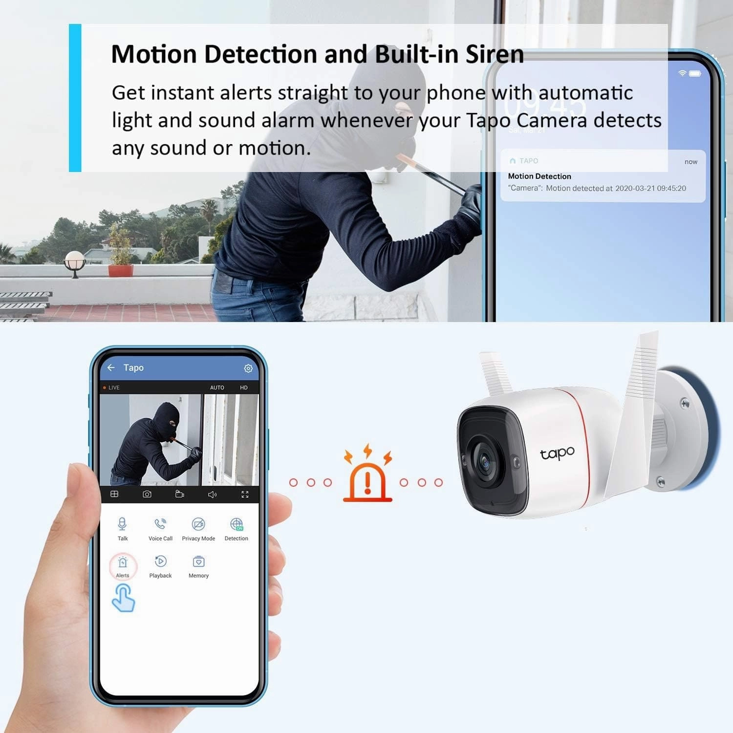 Tapo 2K Wireless Outdoor Security Camera, Motion Detection, IP66 Weatherproof, Built-in Siren, 2-way Audio, 3MP, Night Vision, Cloud &SD Card Storage, Works with Alexa & Google Home (Tapo C310)