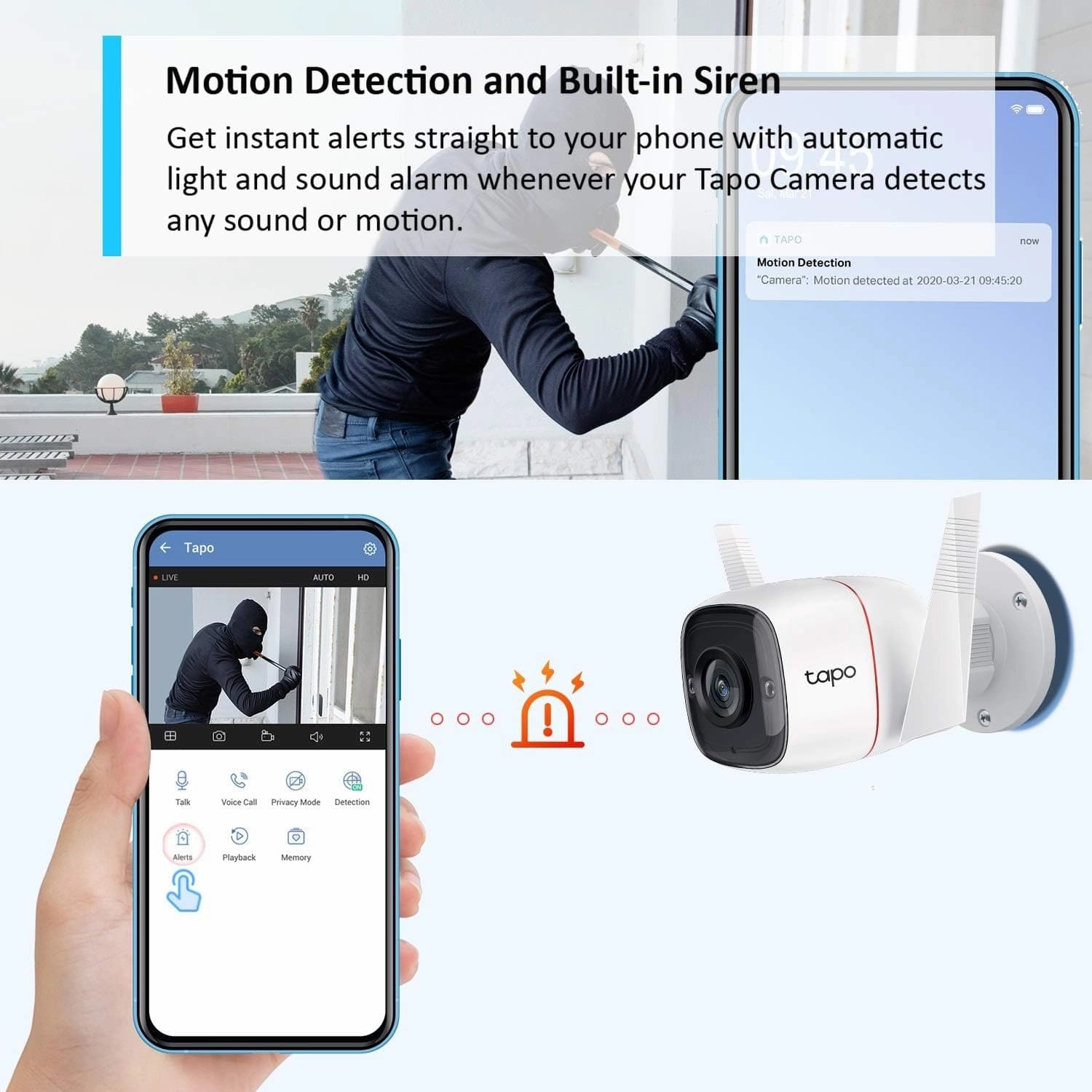 Tapo 2K Wireless Outdoor Security Camera, Motion Detection, IP66 Weatherproof, Built-in Siren, 2-way Audio, 3MP, Night Vision, Cloud &SD Card Storage, Works with Alexa & Google Home (Tapo C310)