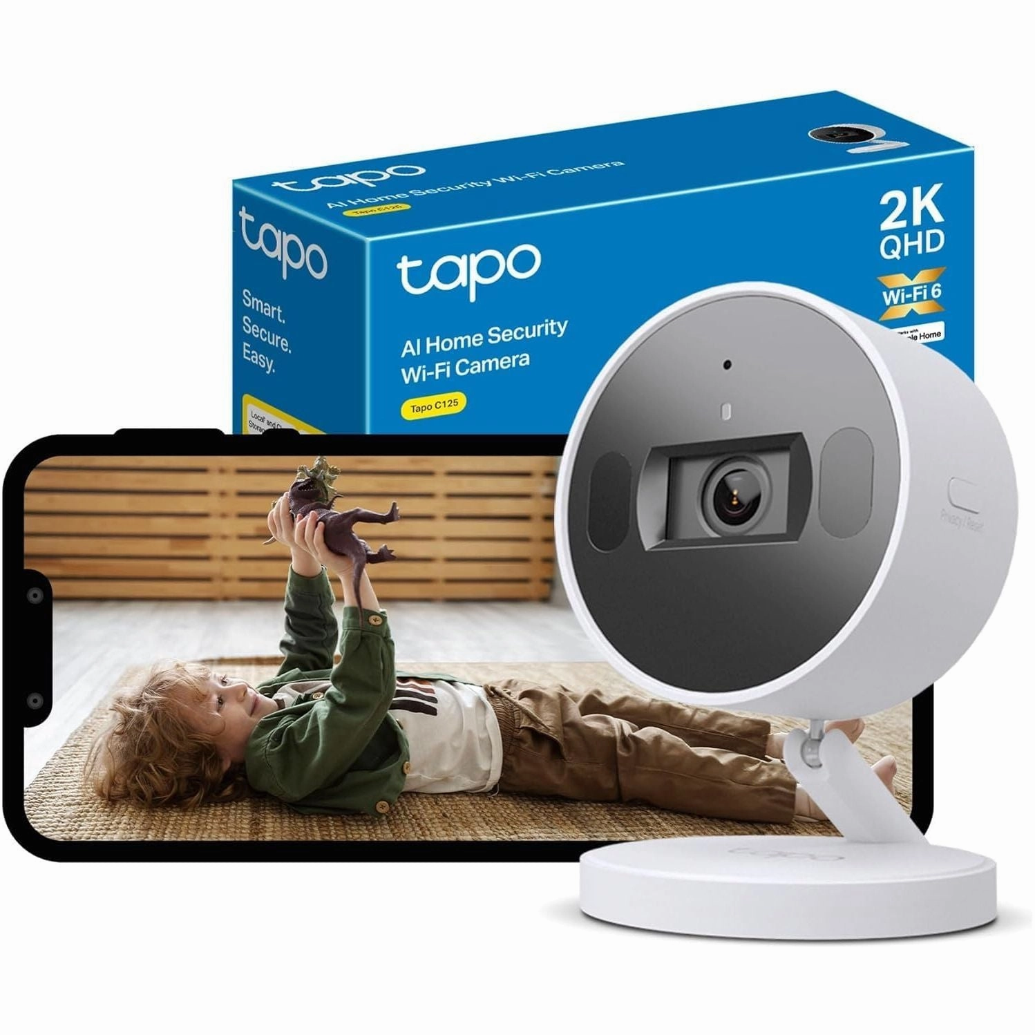 Tapo C125 Smart Security Indoor Camera, 2K QHD, AI Detection, Privacy Shutter, Night Vision, 140 FOV, Local/Cloud Storage digital cameras, buy mirrorless camera, compact cameras sale