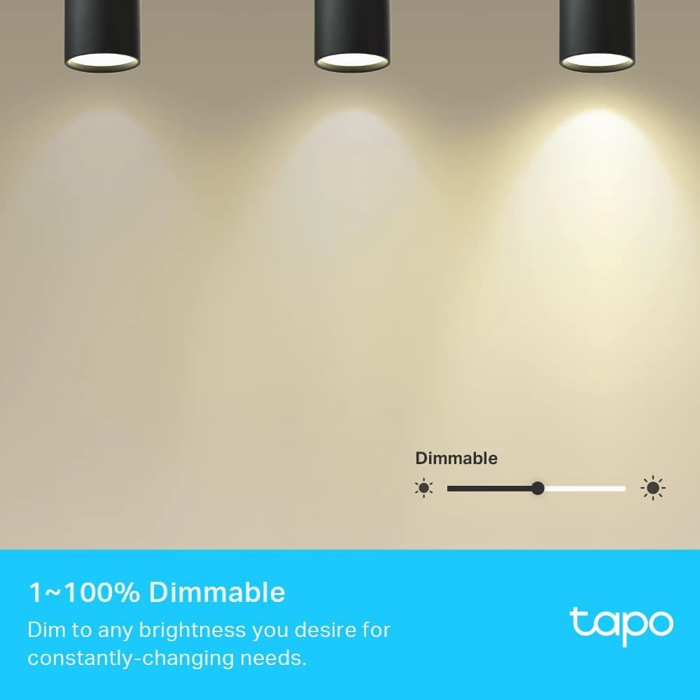 Tapo L610 Smart GU10 LED Bulbs (4-Pack), Warm Dimmable 1-100%, Wi-Fi Spotlight, Energy-Saving, Alexa & Google Compatible, No Hub Required