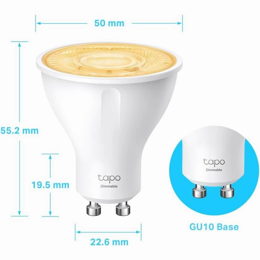 Tapo L610 Smart GU10 LED Bulbs (4-Pack), Warm Dimmable 1-100%, Wi-Fi Spotlight, Energy-Saving, Alexa & Google Compatible, No Hub Required