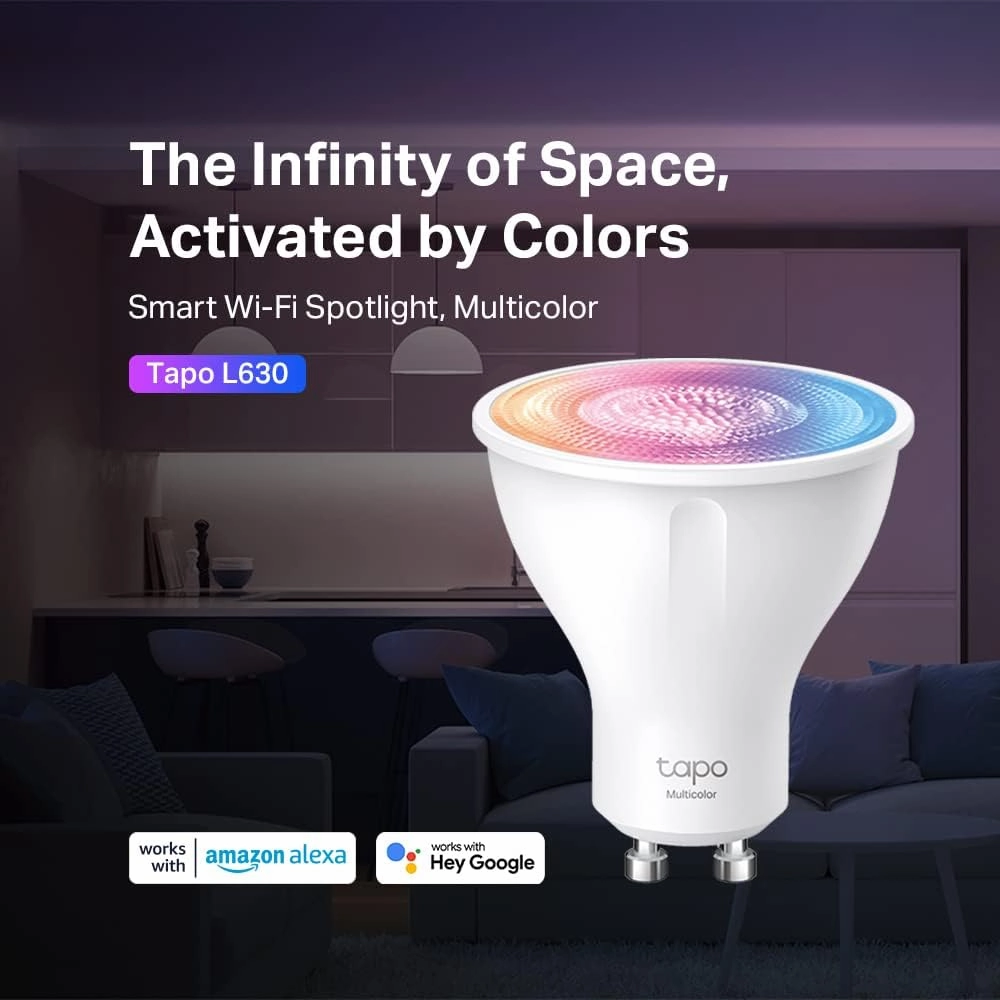 Tapo L630 GU10 Smart LED Bulbs (4-Pack) - Multicolour, Tunable White, Alexa & Google Compatible, Energy Saving