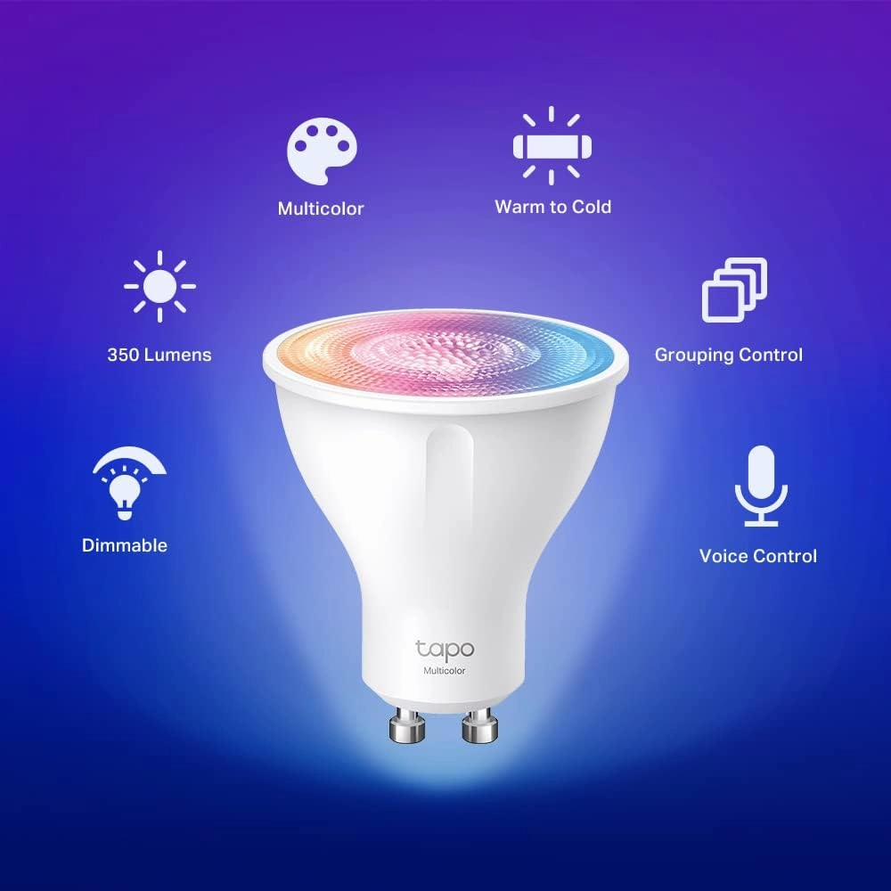 Tapo L630 GU10 Smart LED Bulbs (4-Pack) - Multicolour, Tunable White, Alexa & Google Compatible, Energy Saving
