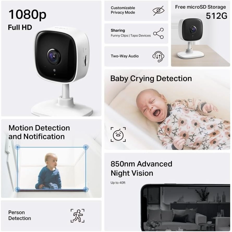 Tapo Mini Smart Security Camera (TC60) ?C Indoor CCTV with Alexa &amp; Google Home Compatibility