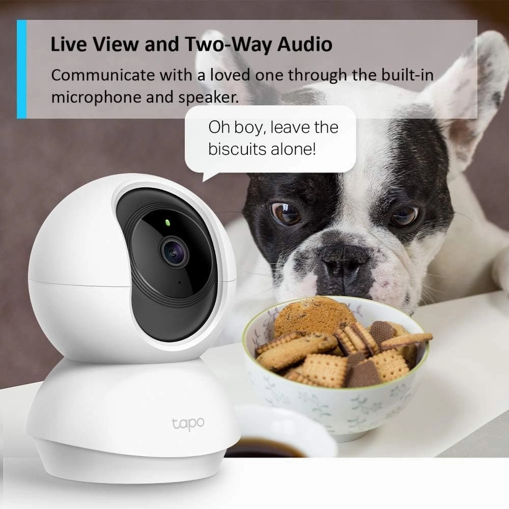 Tapo Pan/Tilt Smart Security Camera, Baby Monitor, Indoor CCTV, 360 Rotational Views, Works with Alexa&Google Home, 1080p, 2-Way Audio, Night Vision, SD Storage, Device Sharing (Tapo C200)