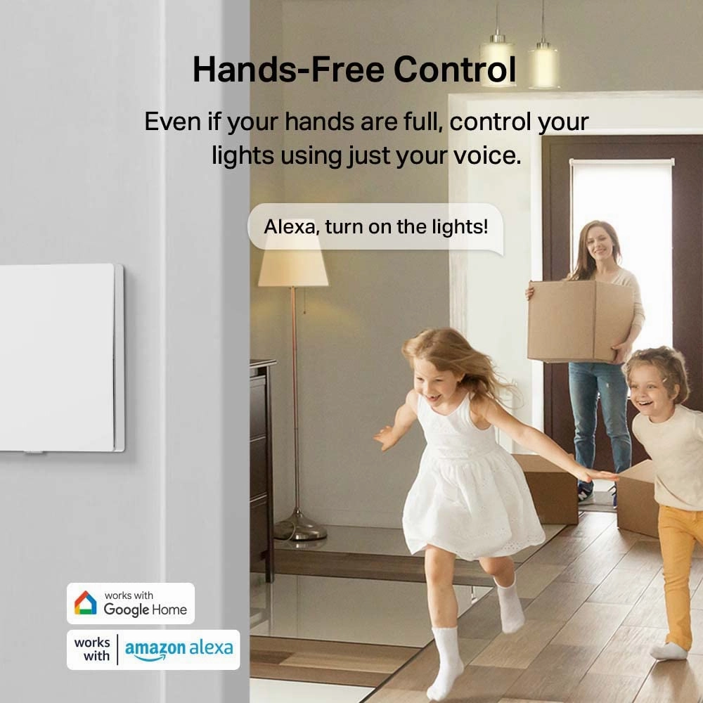 Tapo Smart Light Switch 1 Gang 1 Way  Voice Control, Away Mode, No Neutral Required, Battery Included, Works with Alexa & Google (Tapo S210)