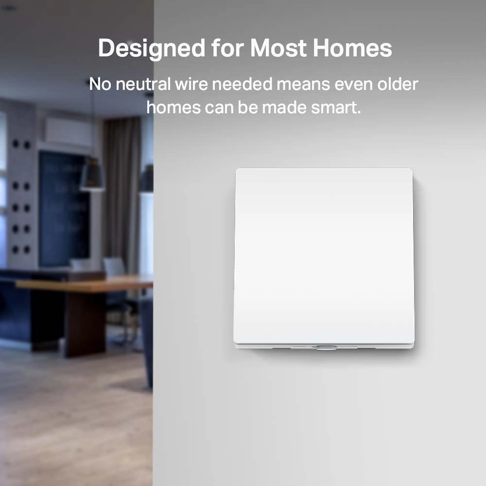 Tapo Smart Light Switch 1 Gang 1 Way  Voice Control, Away Mode, No Neutral Required, Battery Included, Works with Alexa & Google (Tapo S210)