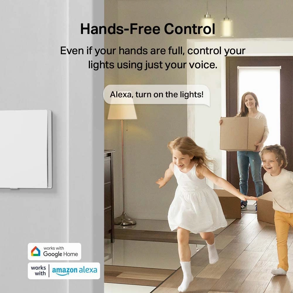 Tapo Smart Light Switch 1 Gang 1 Way  Voice Control, Away Mode, No Neutral Required, Battery Included, Works with Alexa & Google (Tapo S210)