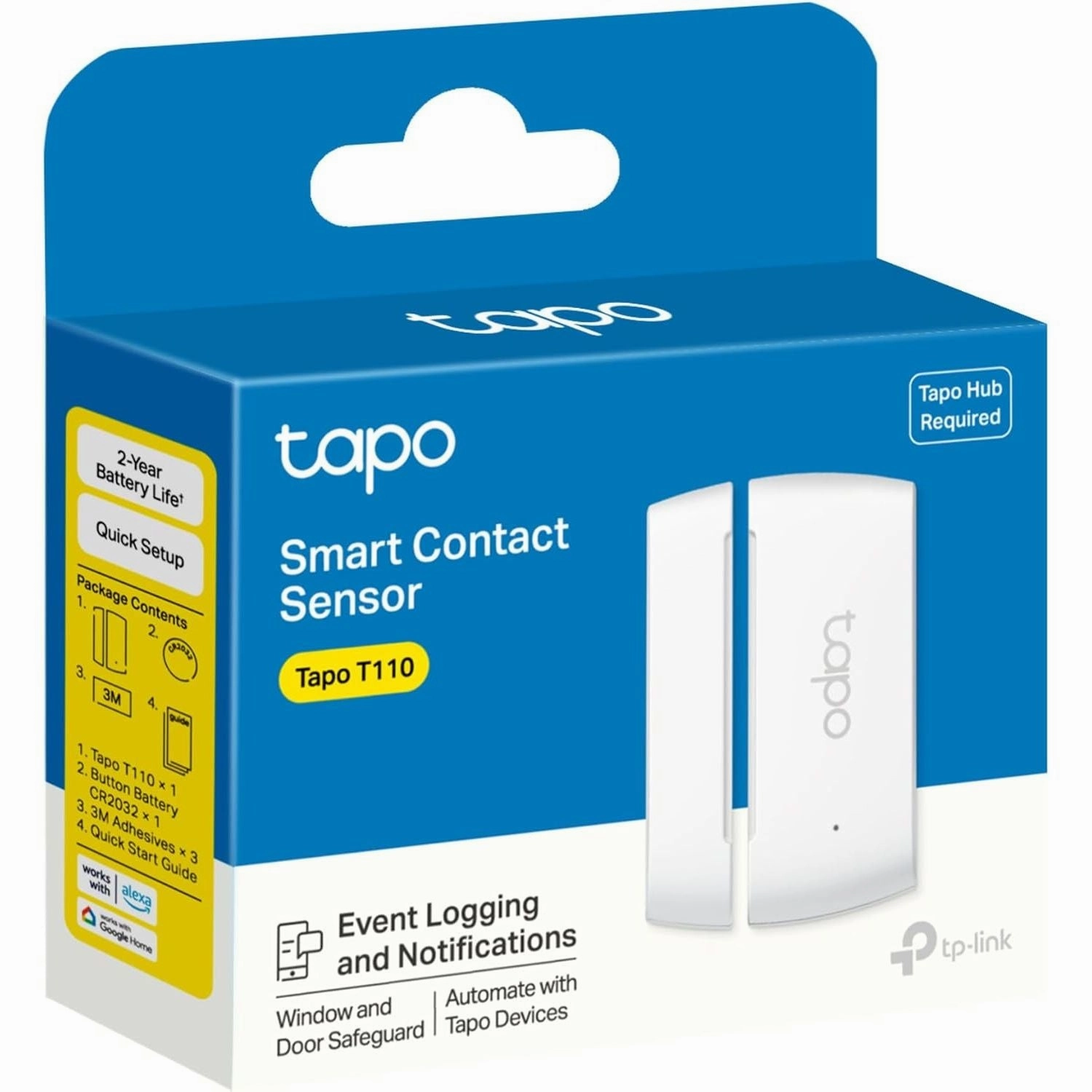 Tapo T110 Smart Door & Window Alarm Sensor  Real-Time Alerts, Smart Home Automation, Works with Alexa & Google Home
