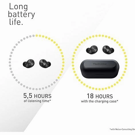 Technics EAH-AZ40M2EK Wireless Earbuds  Noise Cancelling, Multipoint Bluetooth, Mic, 5.5H Playtime  Black