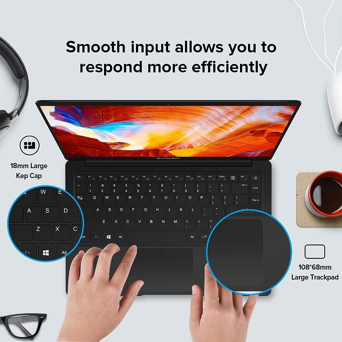 TECLAST 13.3 Inch laptop F6S, Intel Celeron N3350 Dual Core Processor, 8GB, 128GB - Black