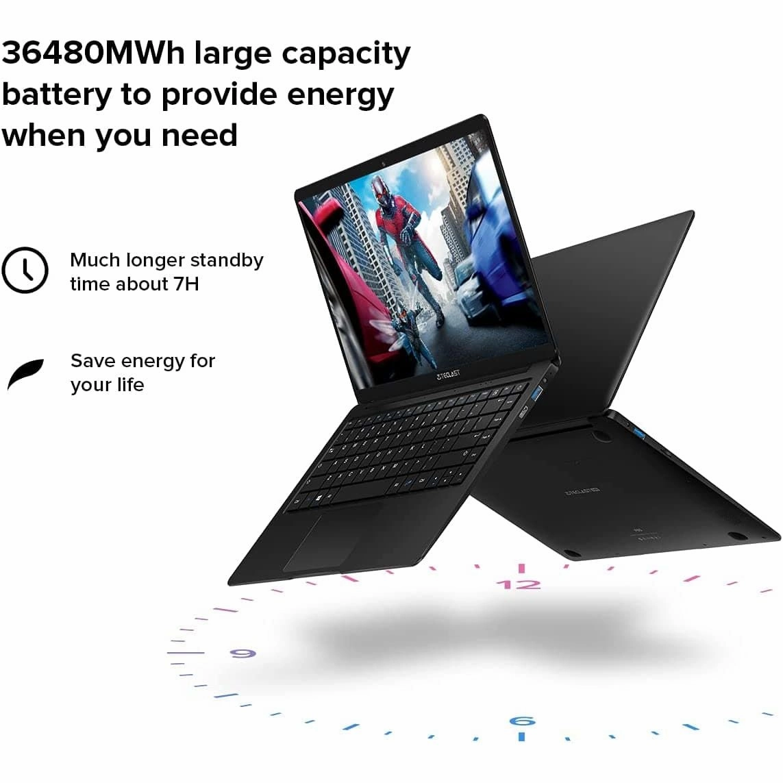 TECLAST 13.3 Inch laptop F6S, Intel Celeron N3350 Dual Core Processor, 8GB, 128GB - Black