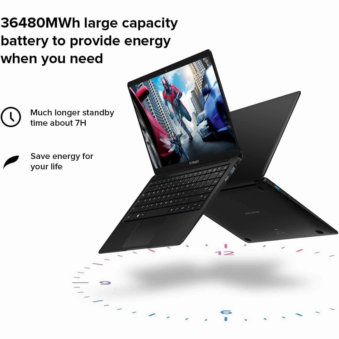 TECLAST 13.3 Inch laptop F6S, Intel Celeron N3350 Dual Core Processor, 8GB, 128GB - Black
