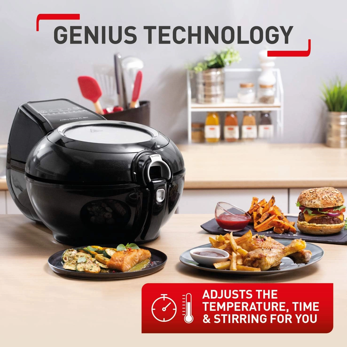 Tefal ActiFry Genius XL [AH960840] Health Air Fryer, Black, 1.7 kg, 8 Portions