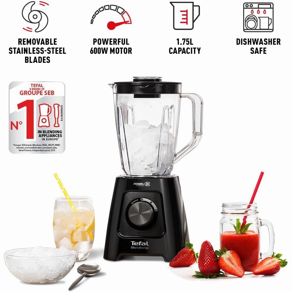 Tefal Blendforce II Blender  600W, 2L Jug, Black (Model BL420840)