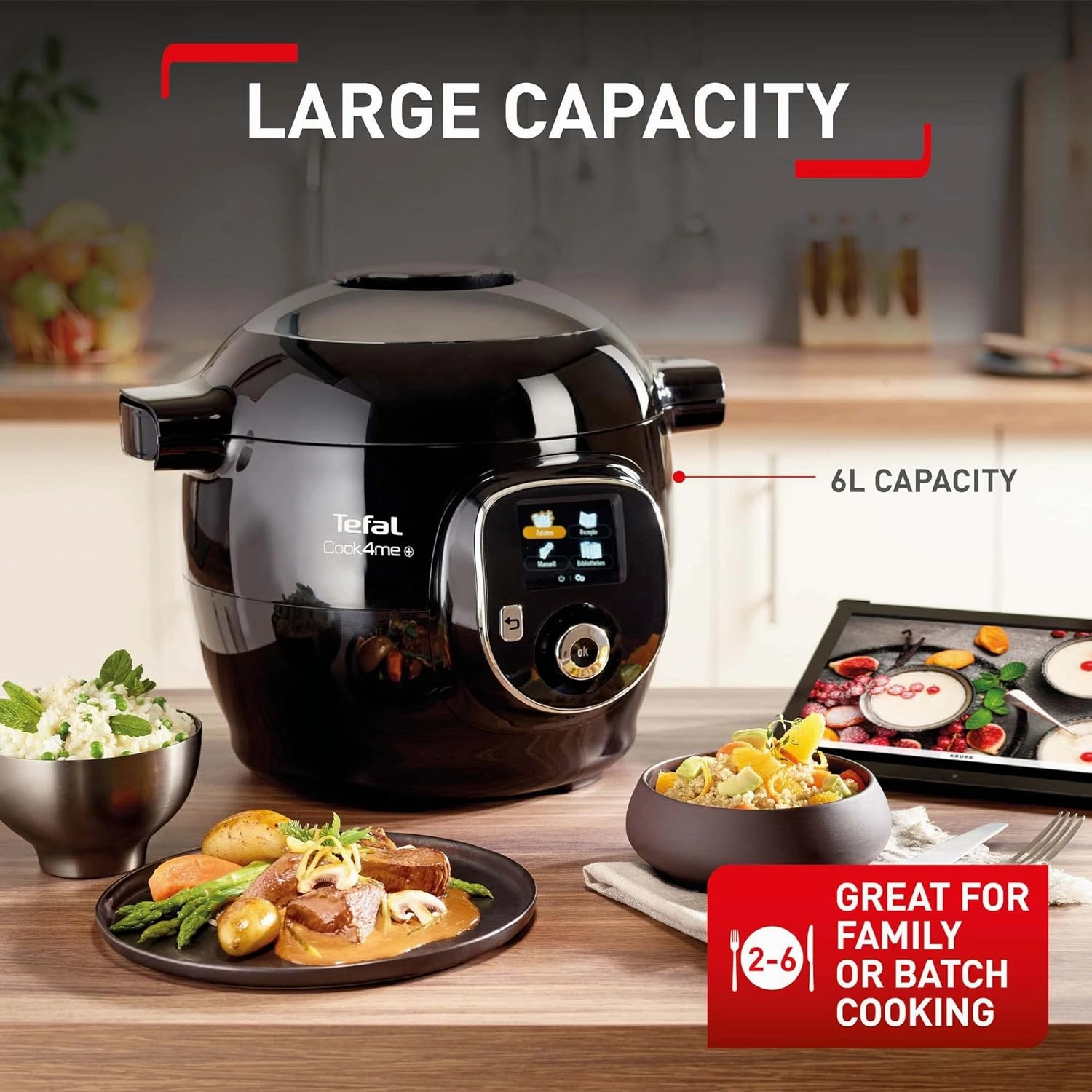 Tefal Cook4Me  [CY851840] One-Pot Digital Pressure Cooker - 6 Litre [Black and Stainless Steel]