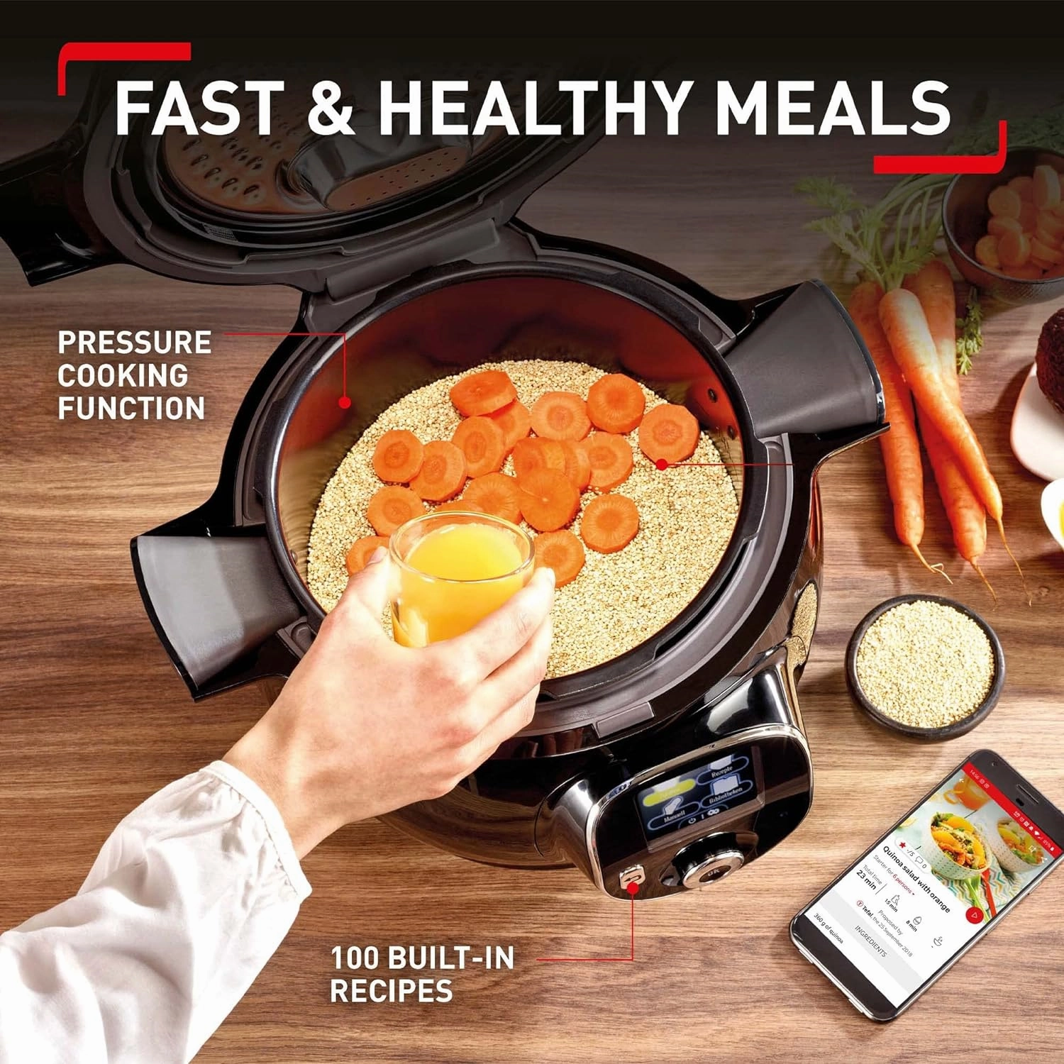 Tefal Cook4Me  [CY851840] One-Pot Digital Pressure Cooker - 6 Litre [Black and Stainless Steel]