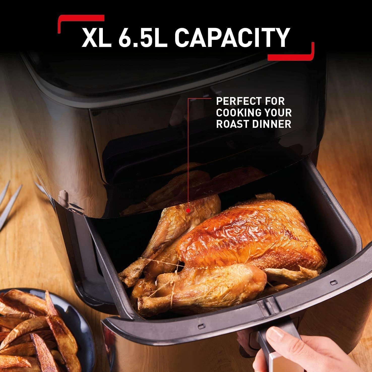 Tefal Easy Fry 3-in-1 XXL Digital Air Fryer, Grill and Steamer 6.2L Capacity 7 Programs inc Dehydrator Black FW201, 1700 W