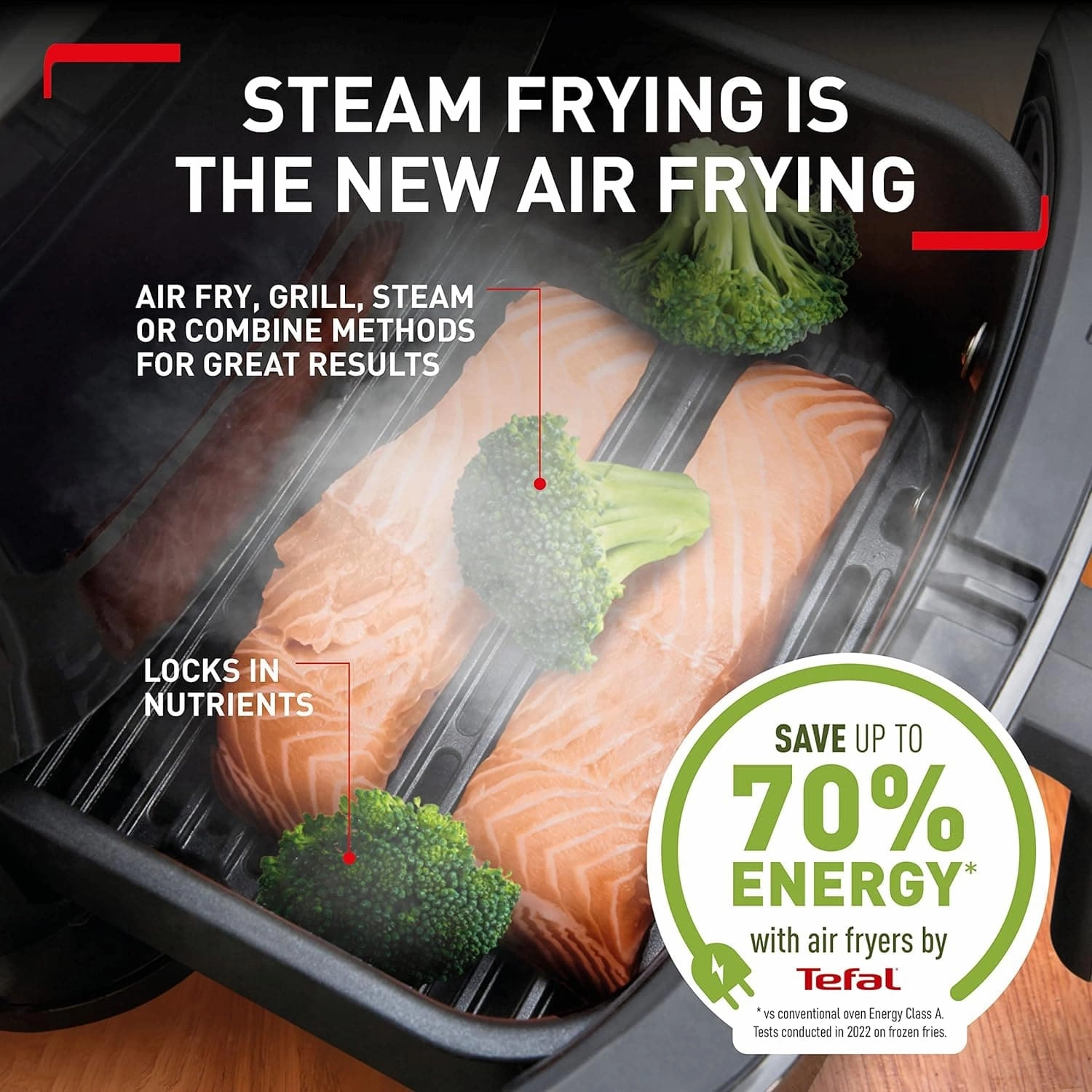 Tefal Easy Fry 3-in-1 XXL Digital Air Fryer, Grill and Steamer 6.2L Capacity 7 Programs inc Dehydrator Black FW201, 1700 W