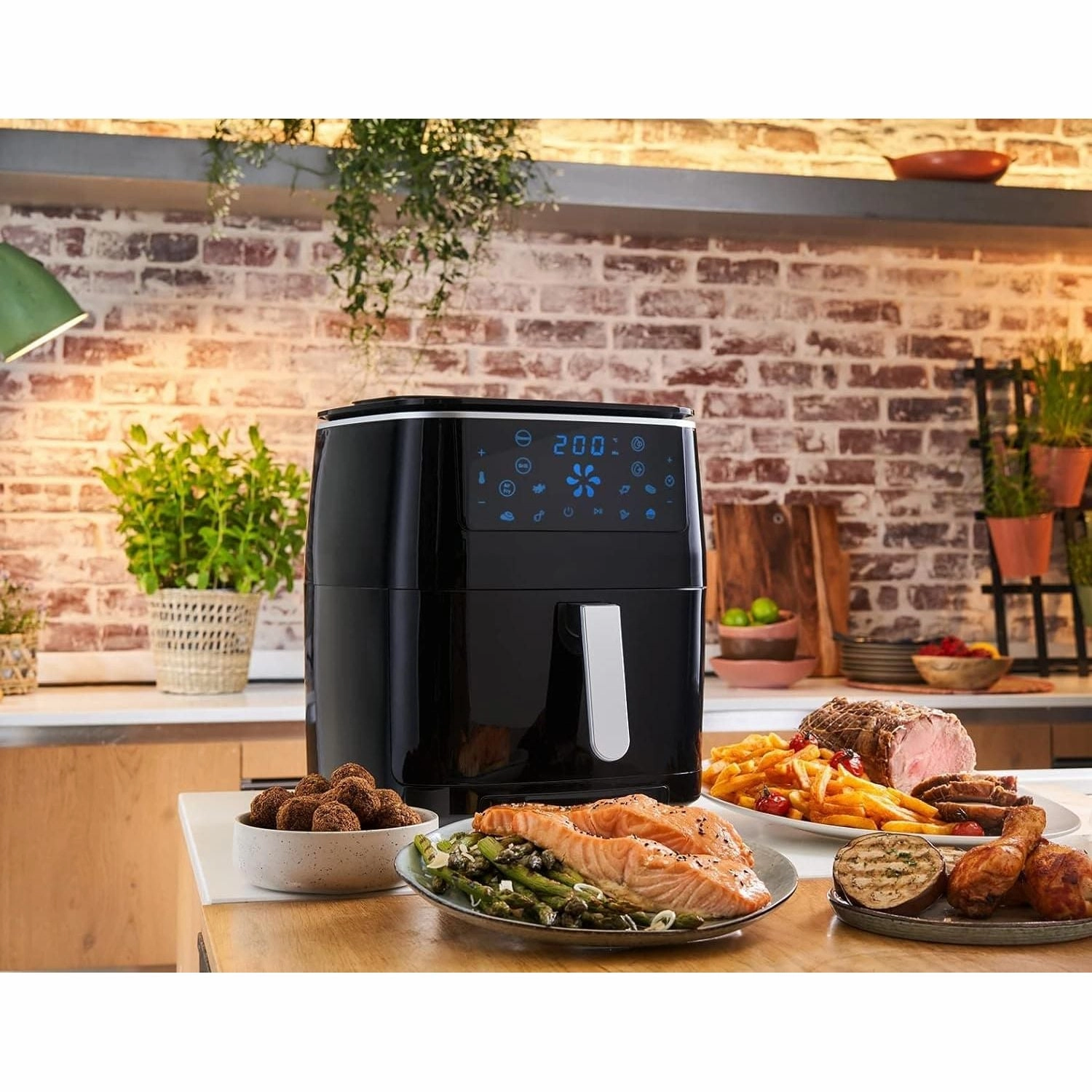 Tefal Easy Fry 3-in-1 XXL Digital Air Fryer, Grill and Steamer 6.2L Capacity 7 Programs inc Dehydrator Black FW201, 1700 W
