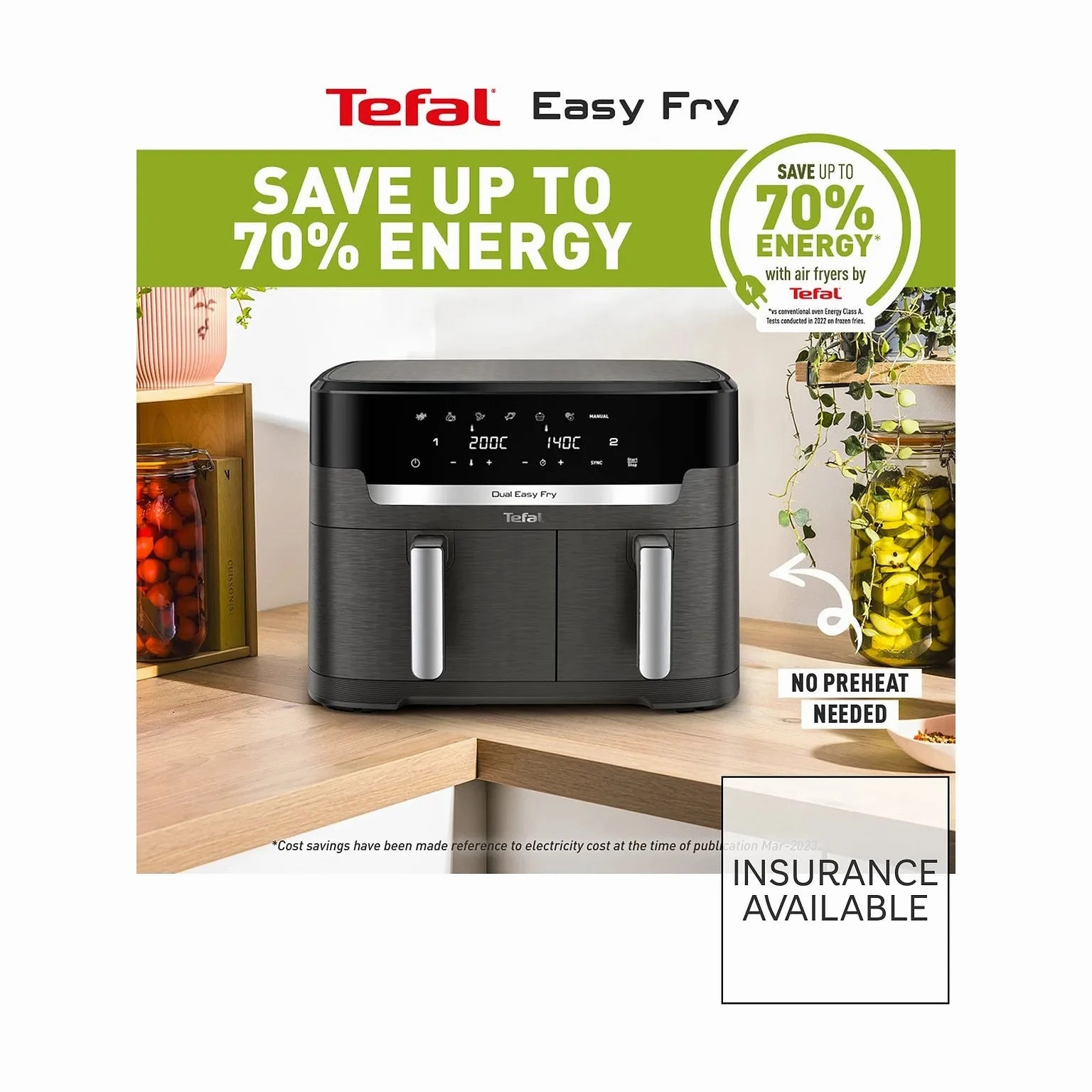 Tefal Easy Fry XXL Dual Air Fryer, Coal Grey - 11L